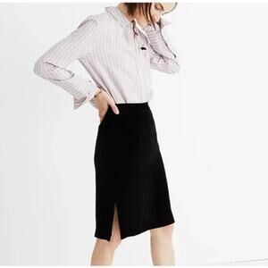 Madewell Skirt Womens Size 12 Black velvet side slit high waisted pencil lined